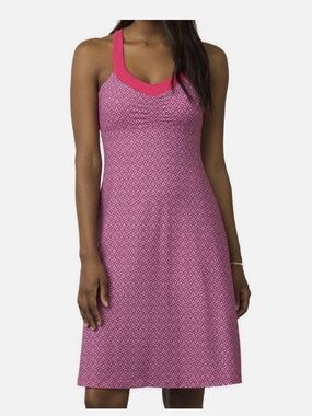 PrAna Shauna Racerback Athletic Dress Pink Shelf Bra Women’s size XS Empire
